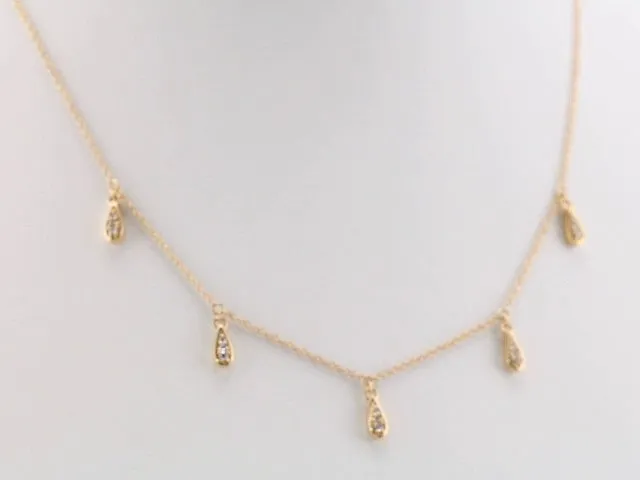 14k Gold Diamond 5-Station Necklace