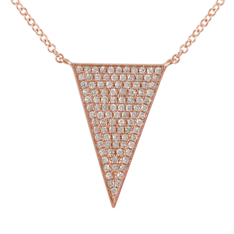 14k Gold Diamond Triangle Pendant