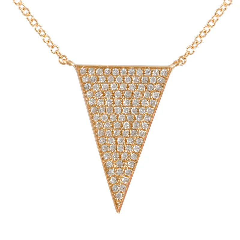 14k Gold Diamond Triangle Pendant