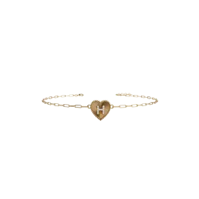 14k Obra Fluted Heart Initial Bracelet