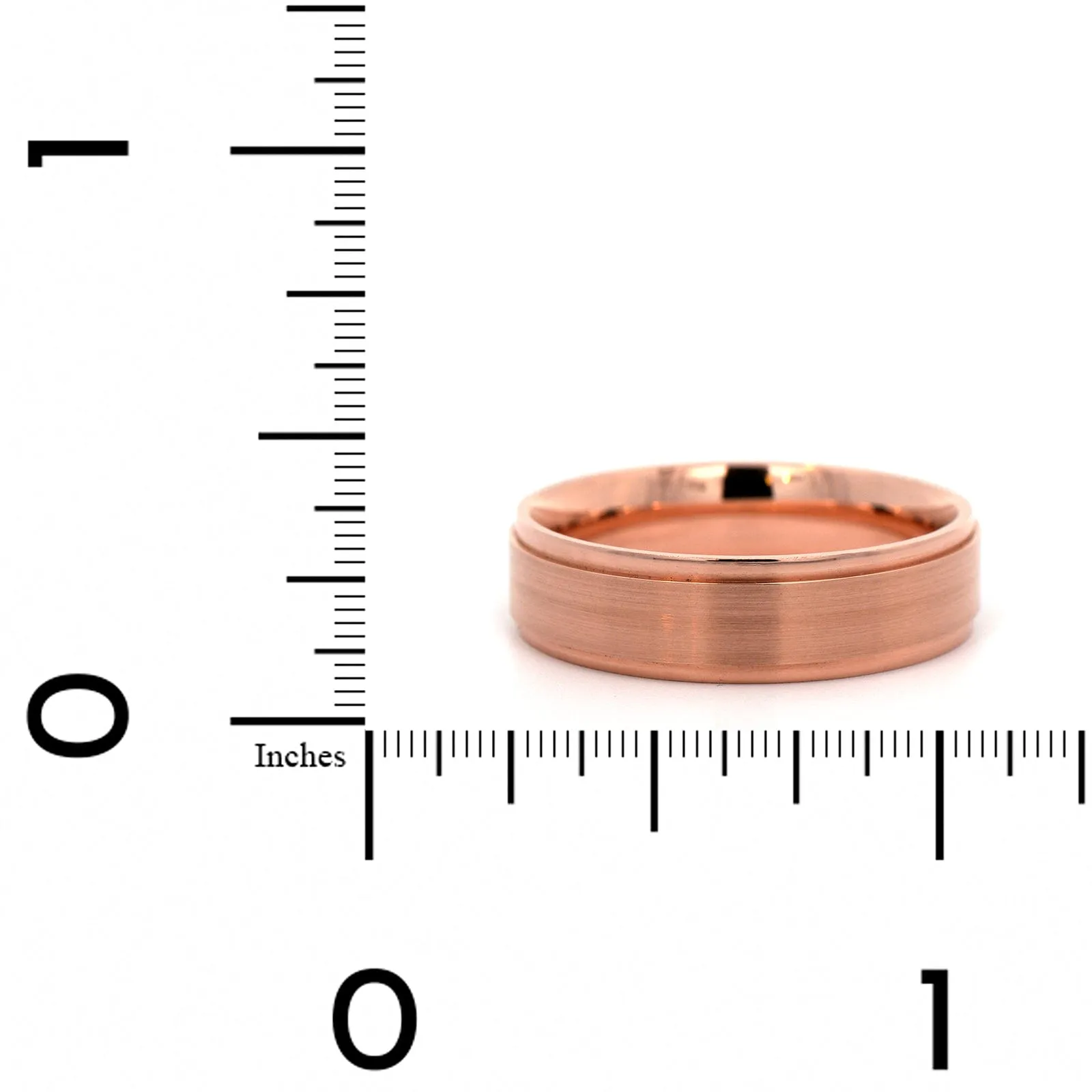 14K Rose Gold 6mm Polished Stepped Rails with Matte Finished Wedding Band