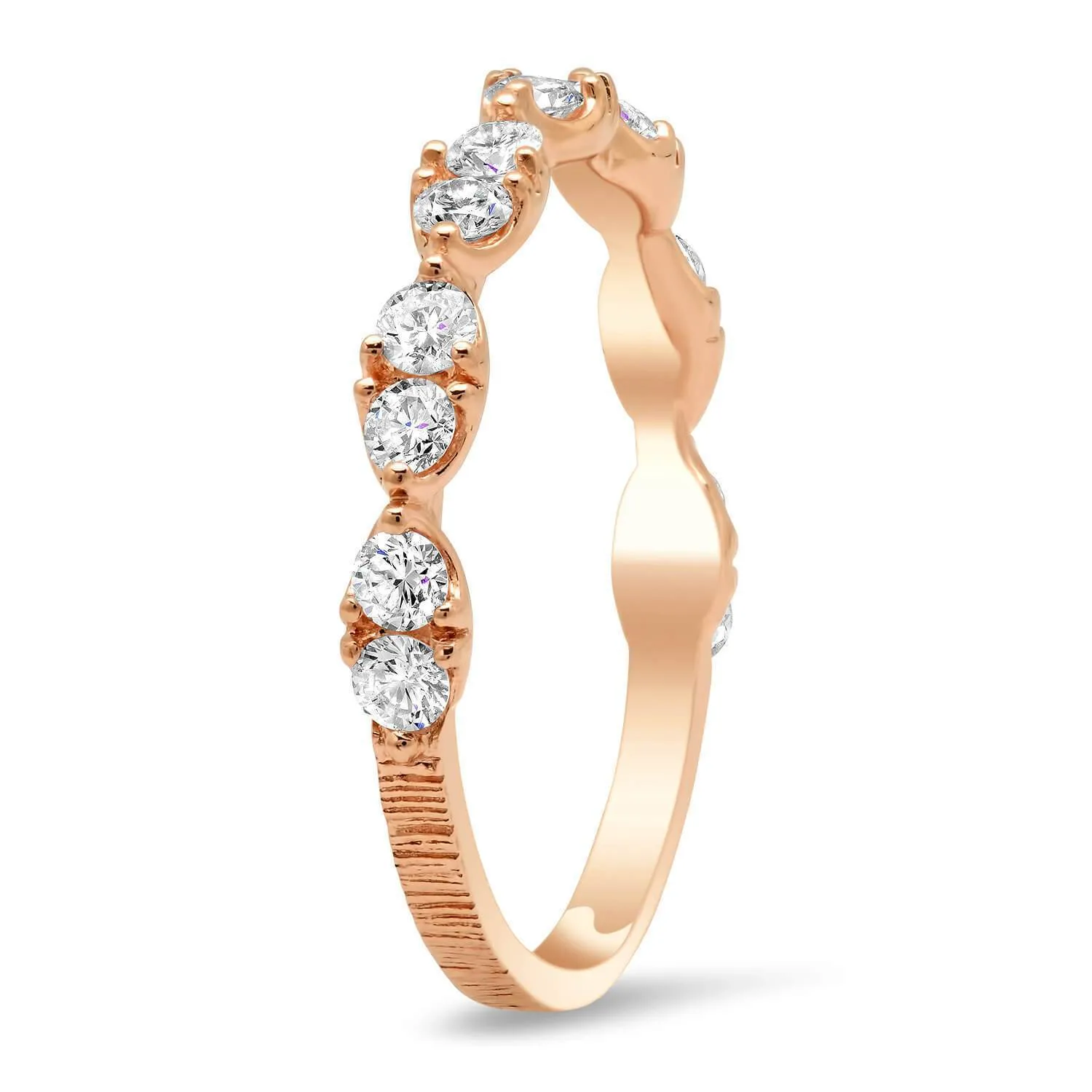14kt Rose Gold Round Diamond Dainty Wedding Ring