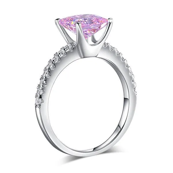 1.5 Ct Fancy Pink Simulated Diamond 925 Sterling Silver Wedding Ring Promise Anniversary