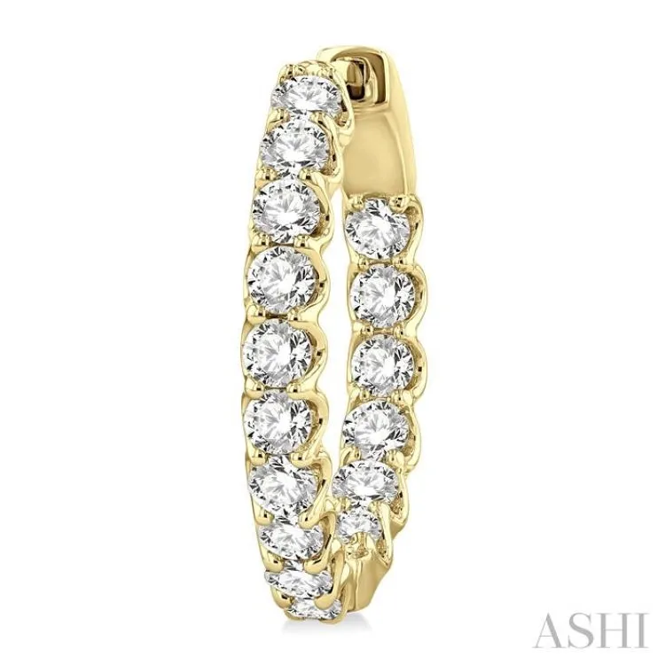 2 Ctw Inside-Out Round Cut Diamond Hoop Earrings in 14K Yellow Gold