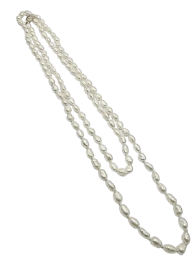 34" White Seed Pearl Necklace