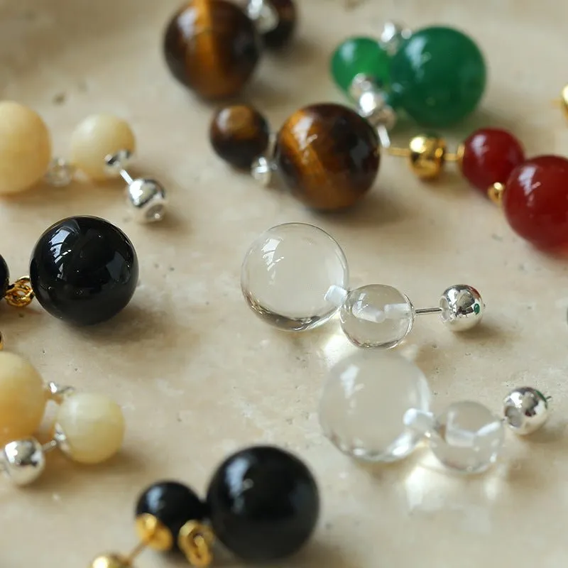 6 Captivating Colors Double Natural Stone Earrings