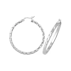 Acotis Silver Hoop Earrings Dia Cut G5867
