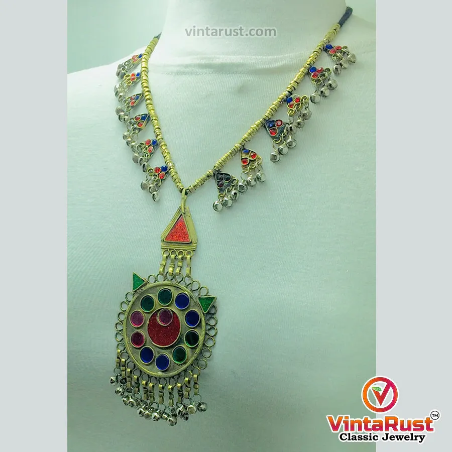 Antique Beaded Chain Pendant Necklace