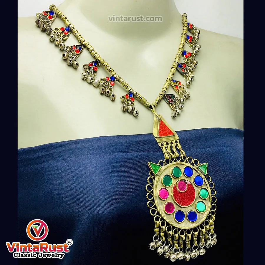Antique Beaded Chain Pendant Necklace
