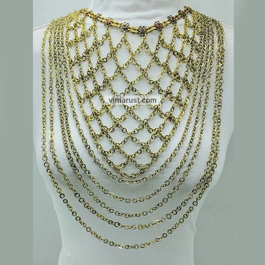 Antique Tribal Handmade Massive Bib Necklace