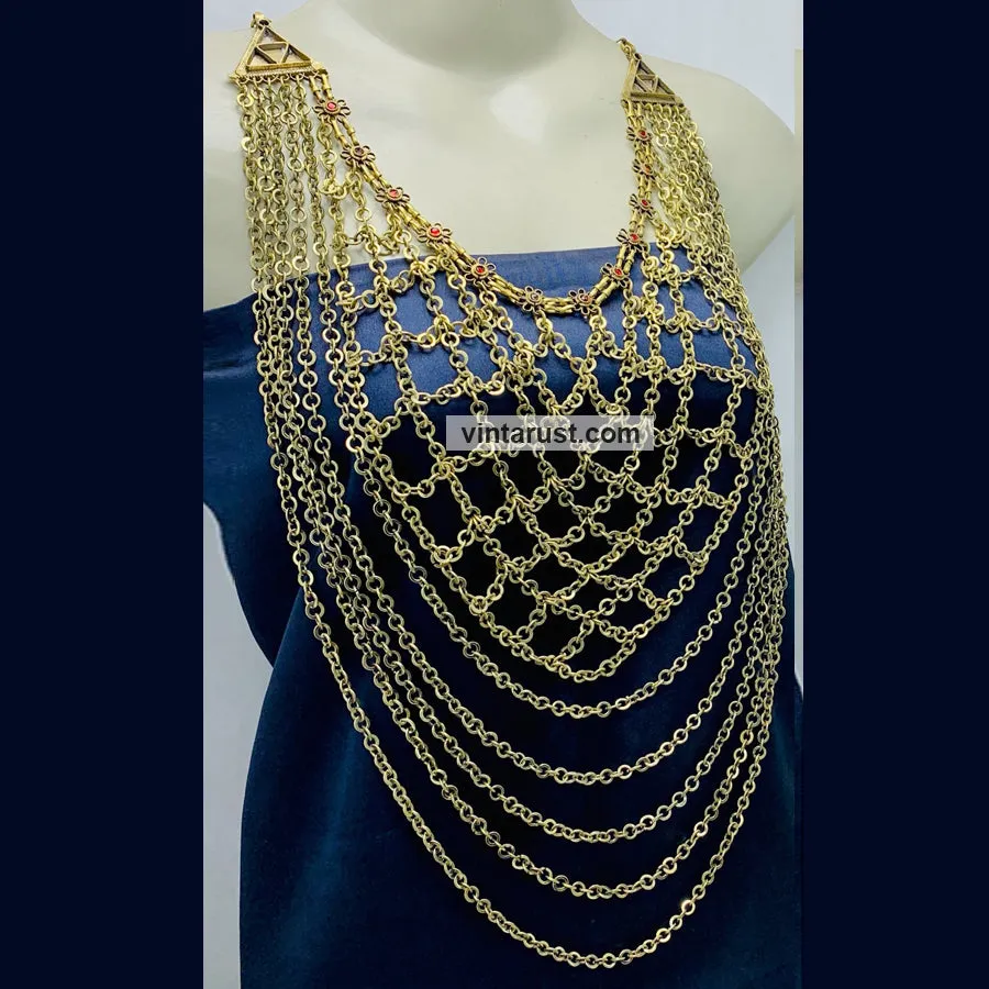 Antique Tribal Handmade Massive Bib Necklace