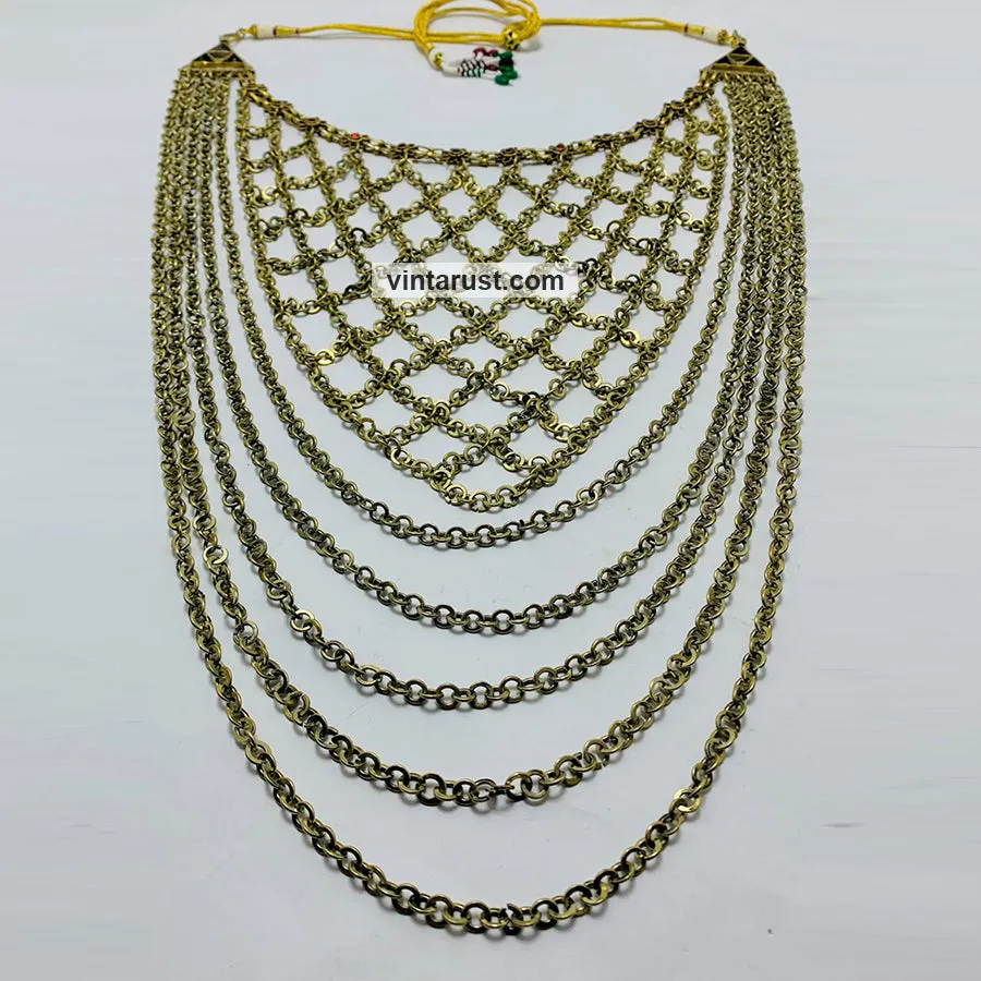 Antique Tribal Handmade Massive Bib Necklace