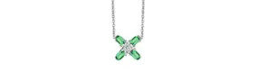 Arch Florale PM Necklace, 18k White Gold with DAVIDOR Arch Cut Green Tourmalines and Brilliant Diamond