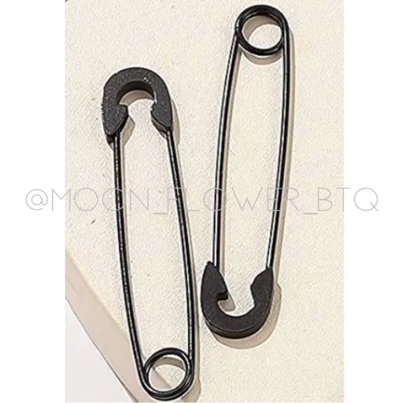 Black Safety Pin Earrings