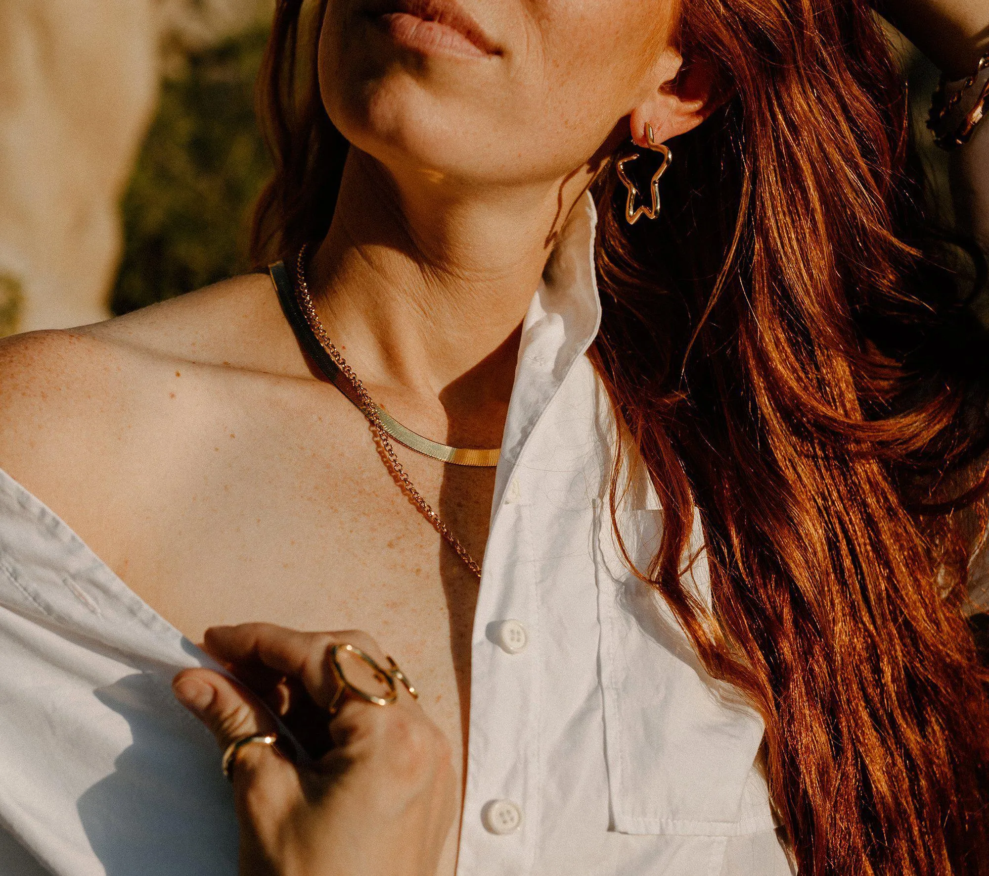 Bold Gold Herringbone Chain Necklace