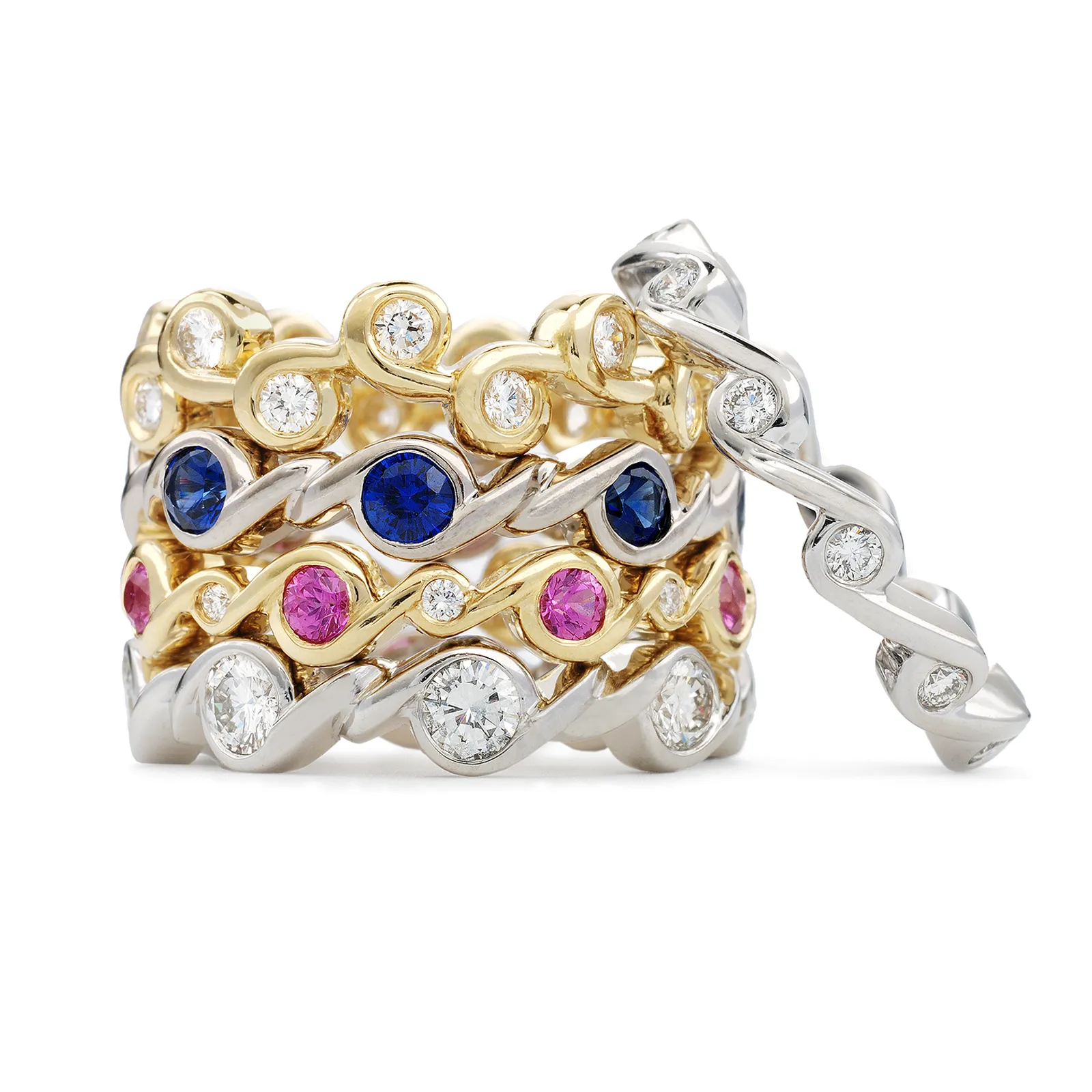 Contour Coil Diamond Stack Band