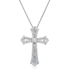 Cross Pendant with baguettes