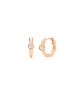 Diamond Bezel Hoops Earring - 14K Rose Gold