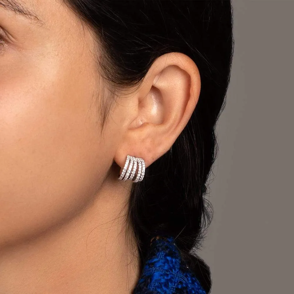 Five-Hoop Earrings - White Silver