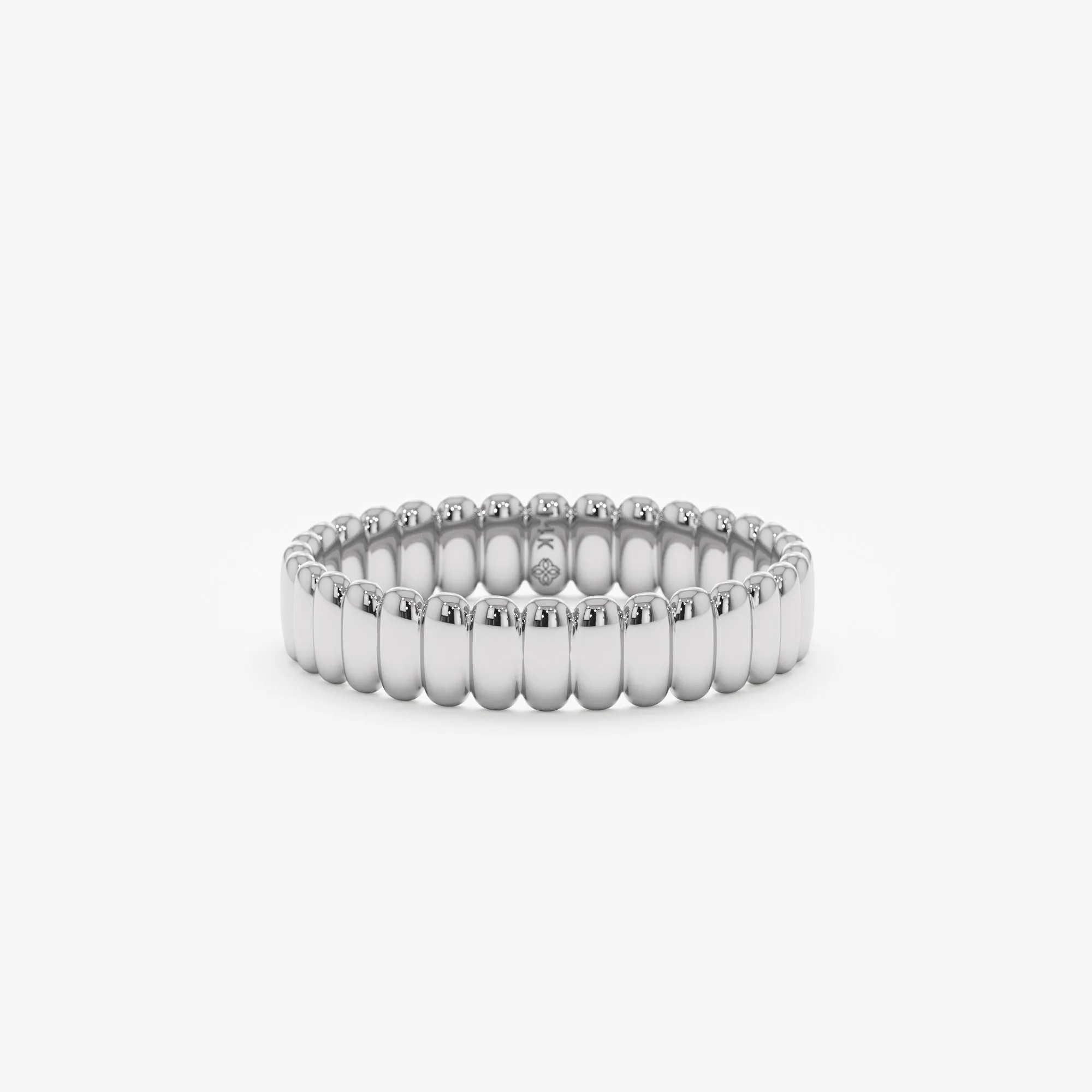 Fluted Design Gold Wedding Band, Celia