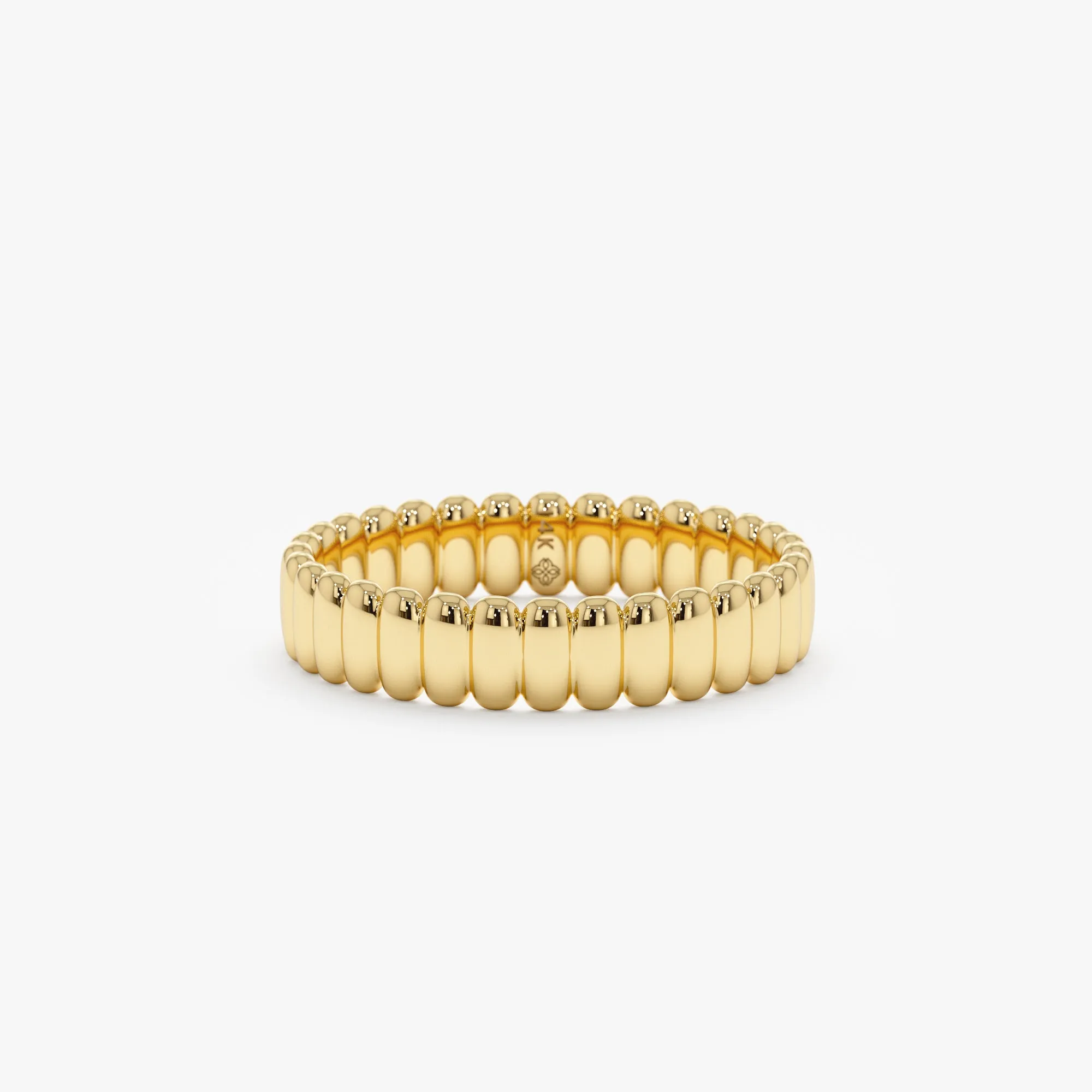 Fluted Design Gold Wedding Band, Celia