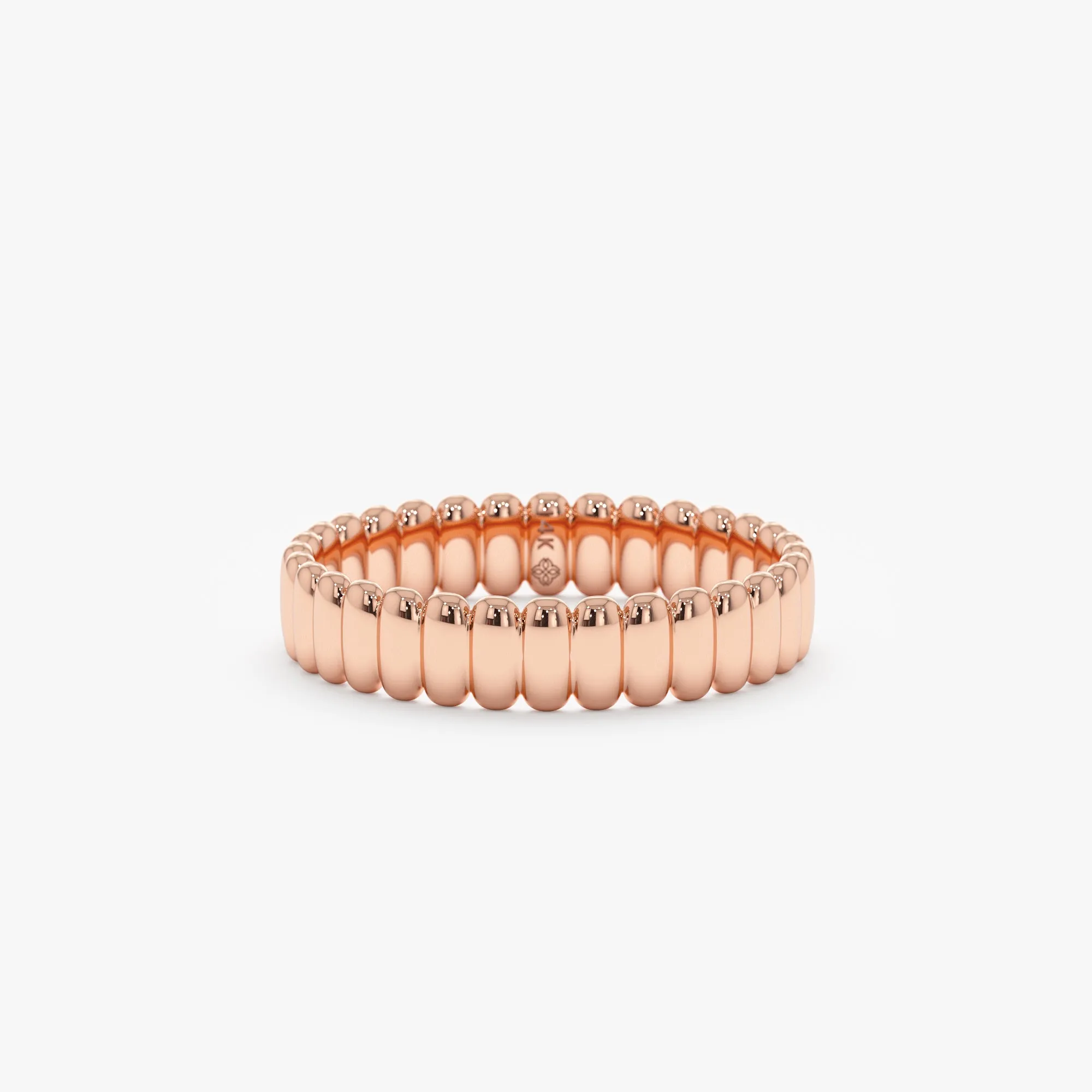 Fluted Design Gold Wedding Band, Celia