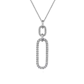 Gabriel 14K White Gold Diamond Link Chain Drop Pendant Necklace