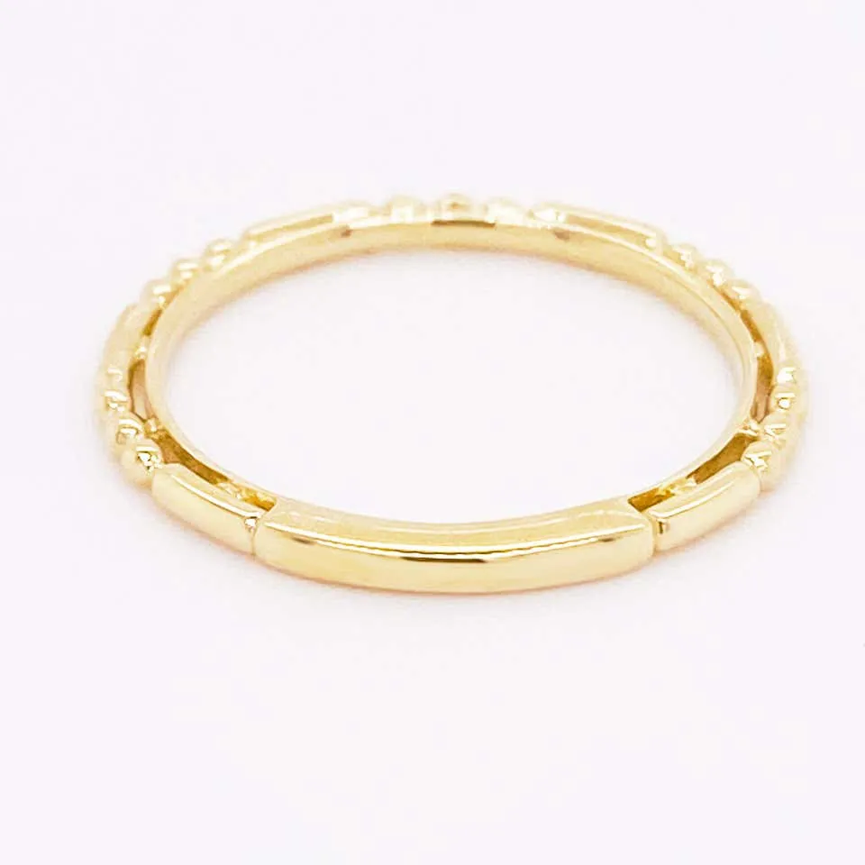 Gold Ball and Bar Station Ring Band