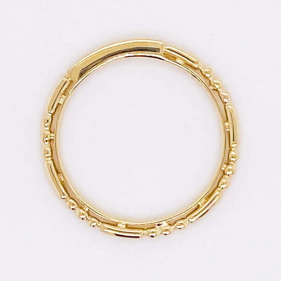 Gold Ball and Bar Station Ring Band