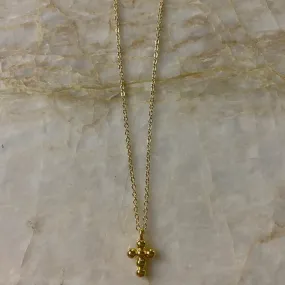 Gold Beaded Cross Necklace