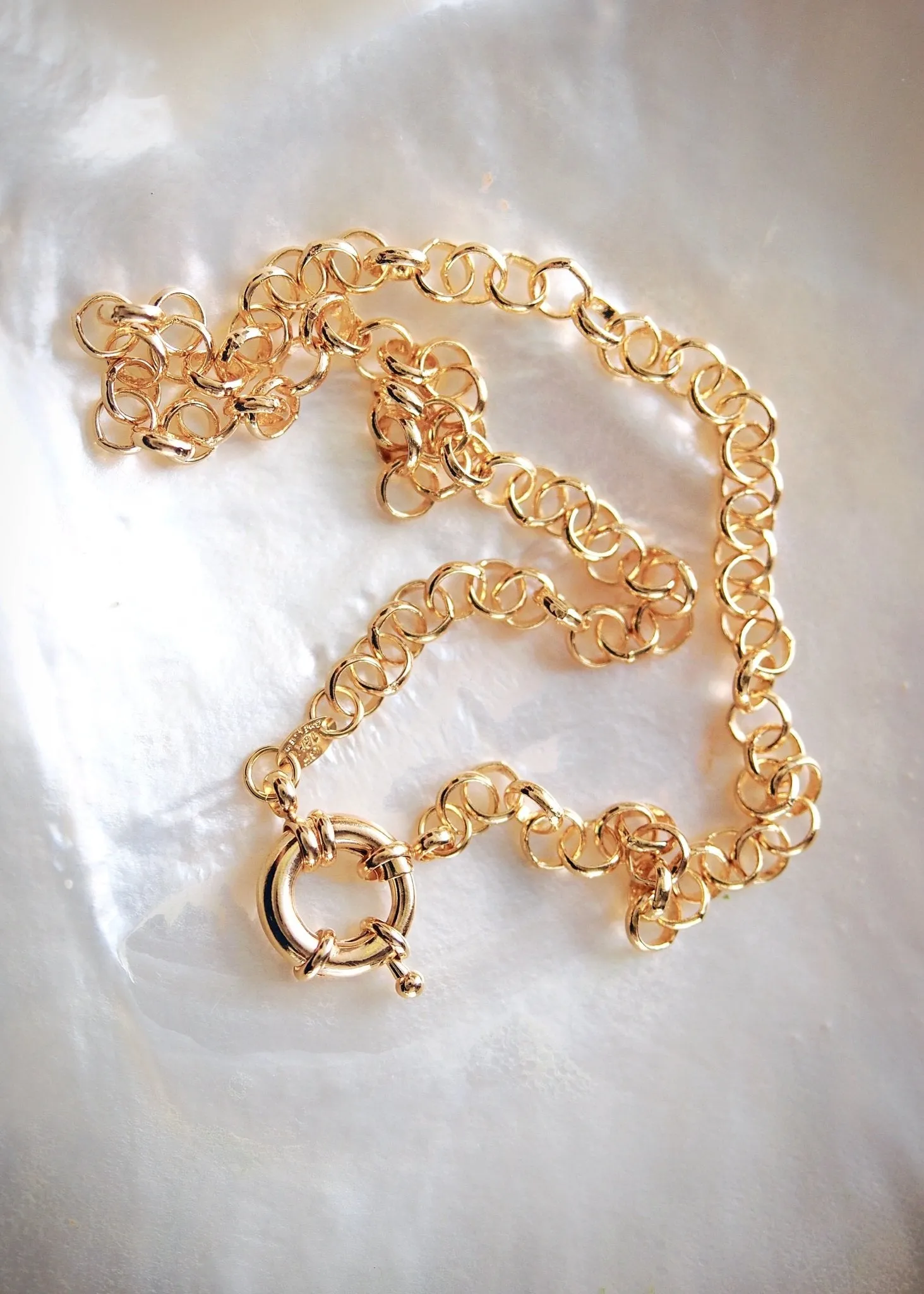 Gold Filled Heavy Rolo Chain Necklace with Focal Clasp - Lilo