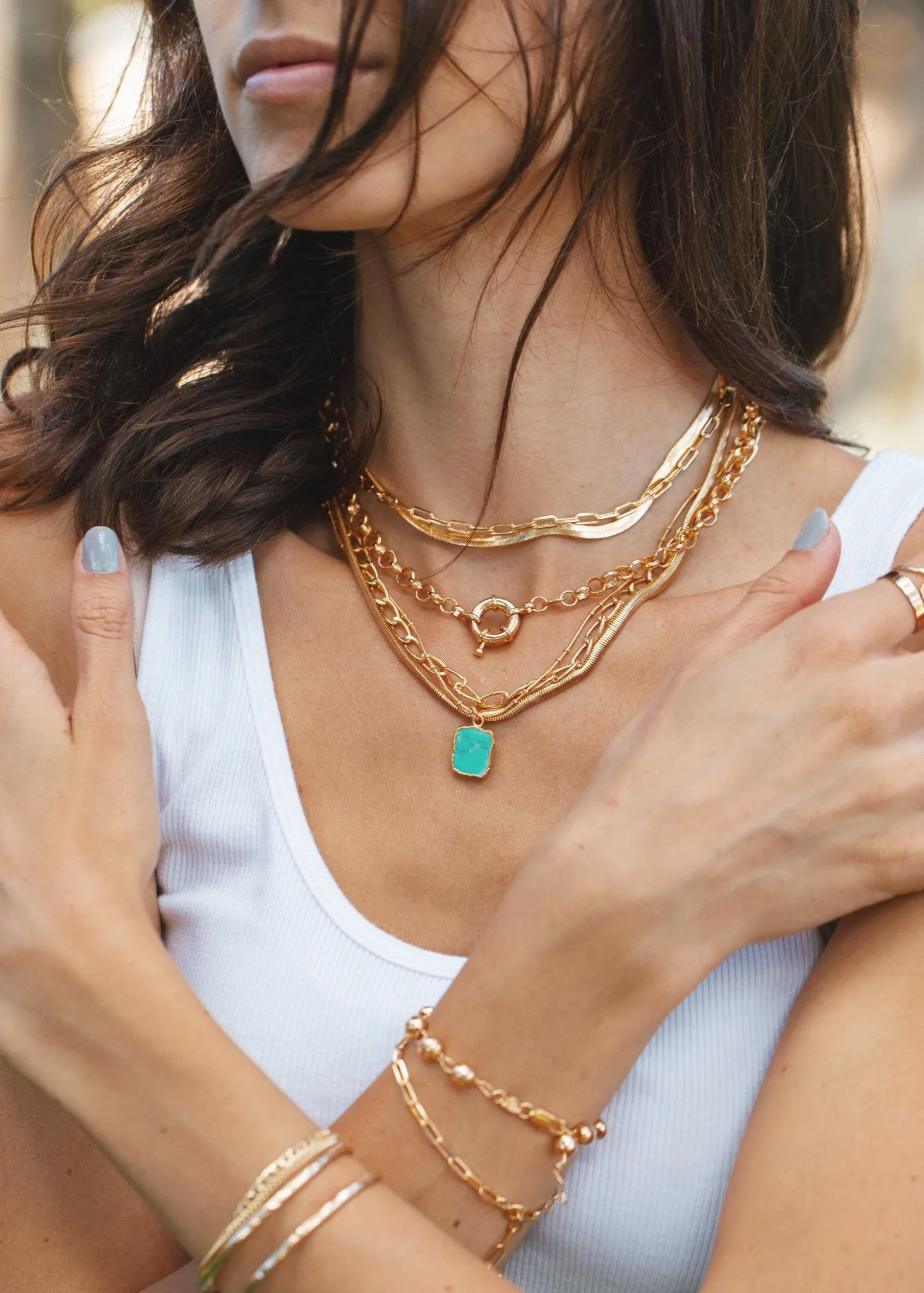 Gold Filled Heavy Rolo Chain Necklace with Focal Clasp - Lilo