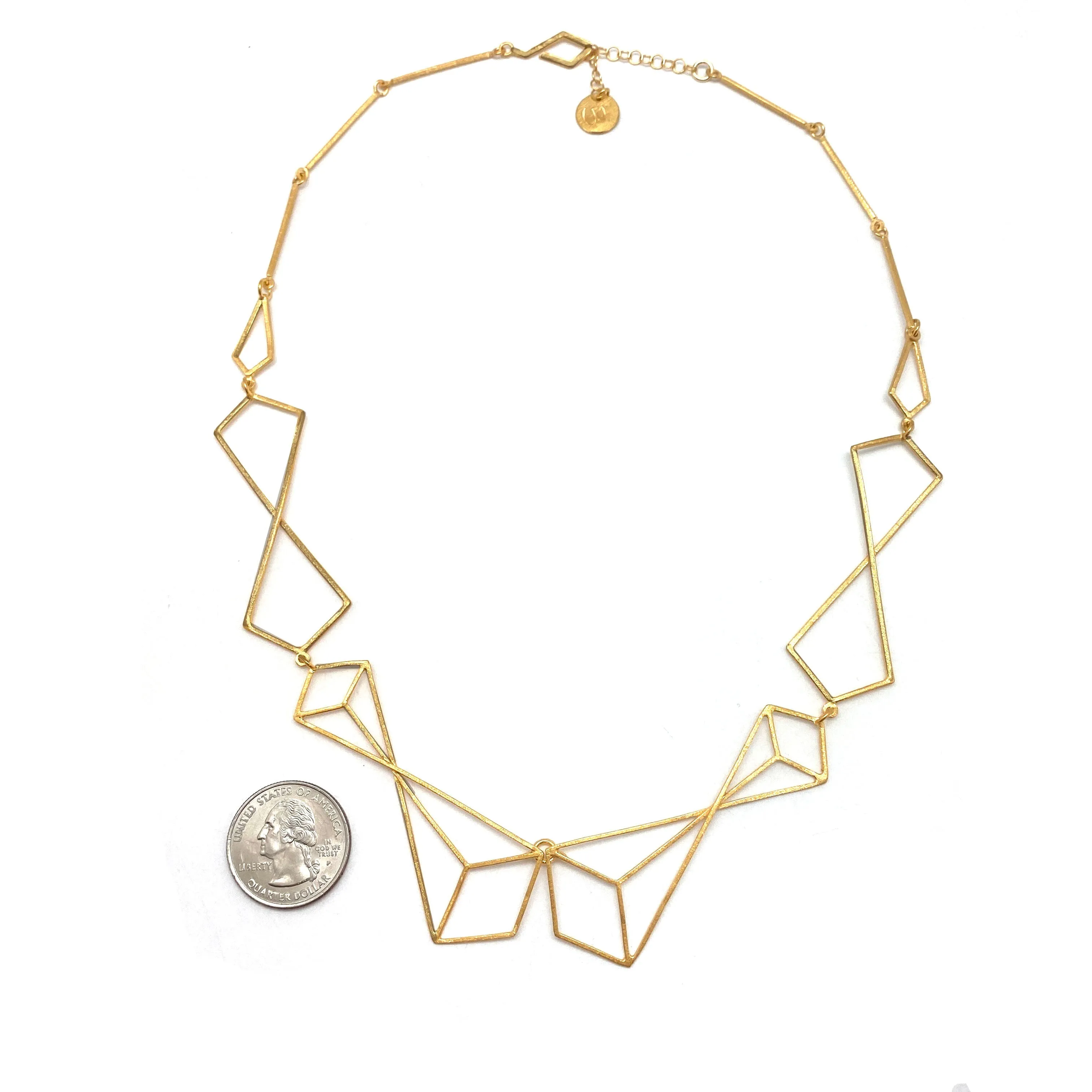 Golden Geometric Link Necklace