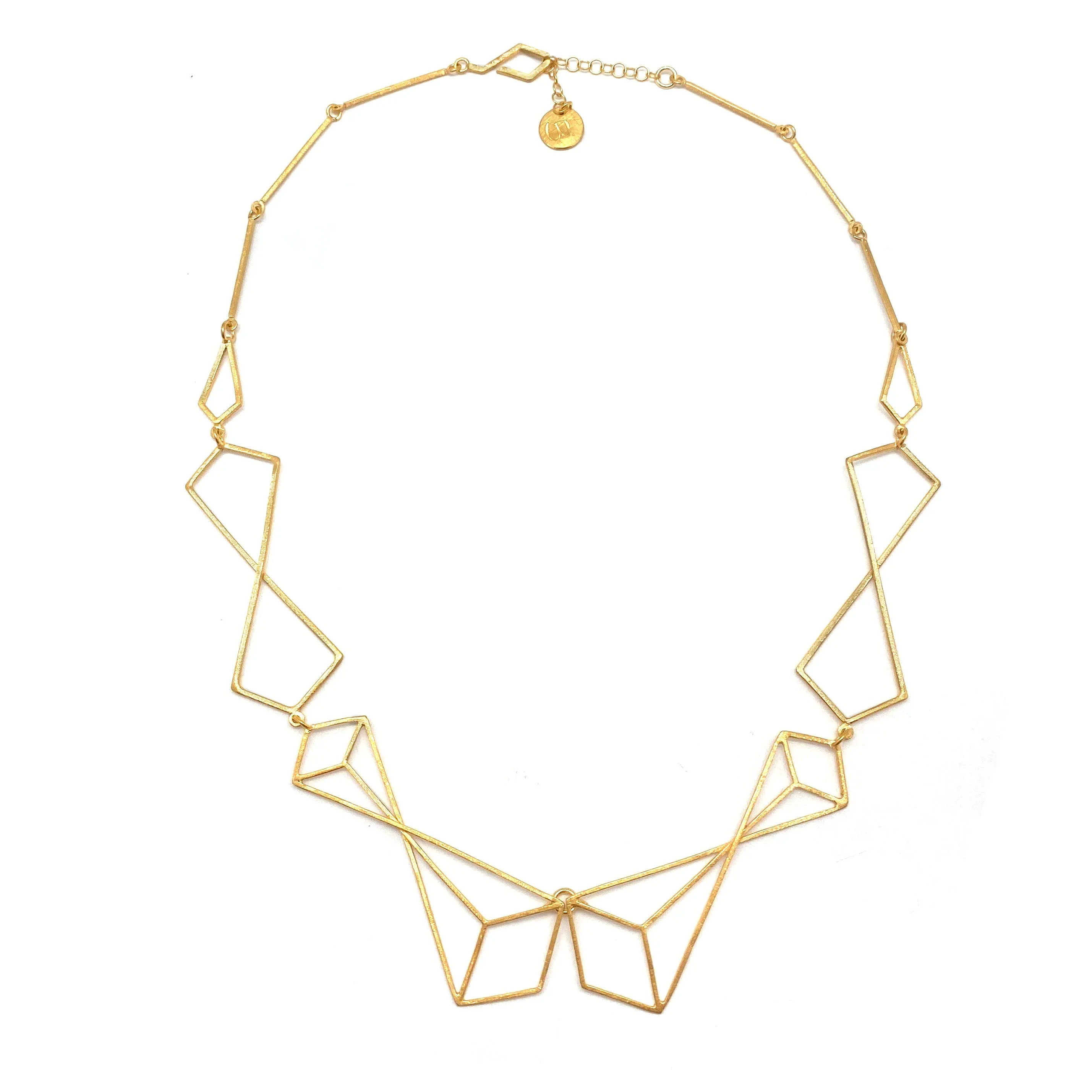 Golden Geometric Link Necklace