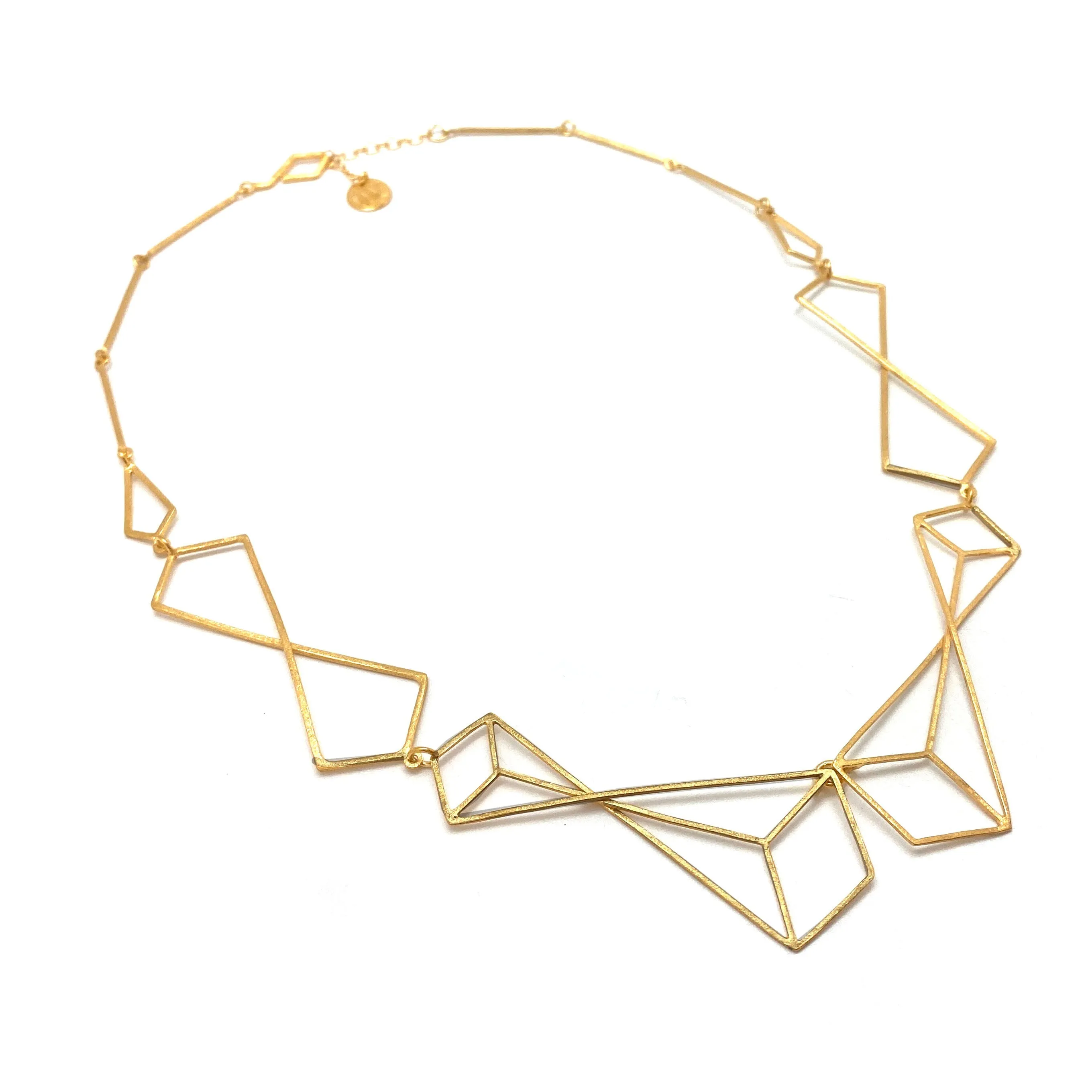 Golden Geometric Link Necklace