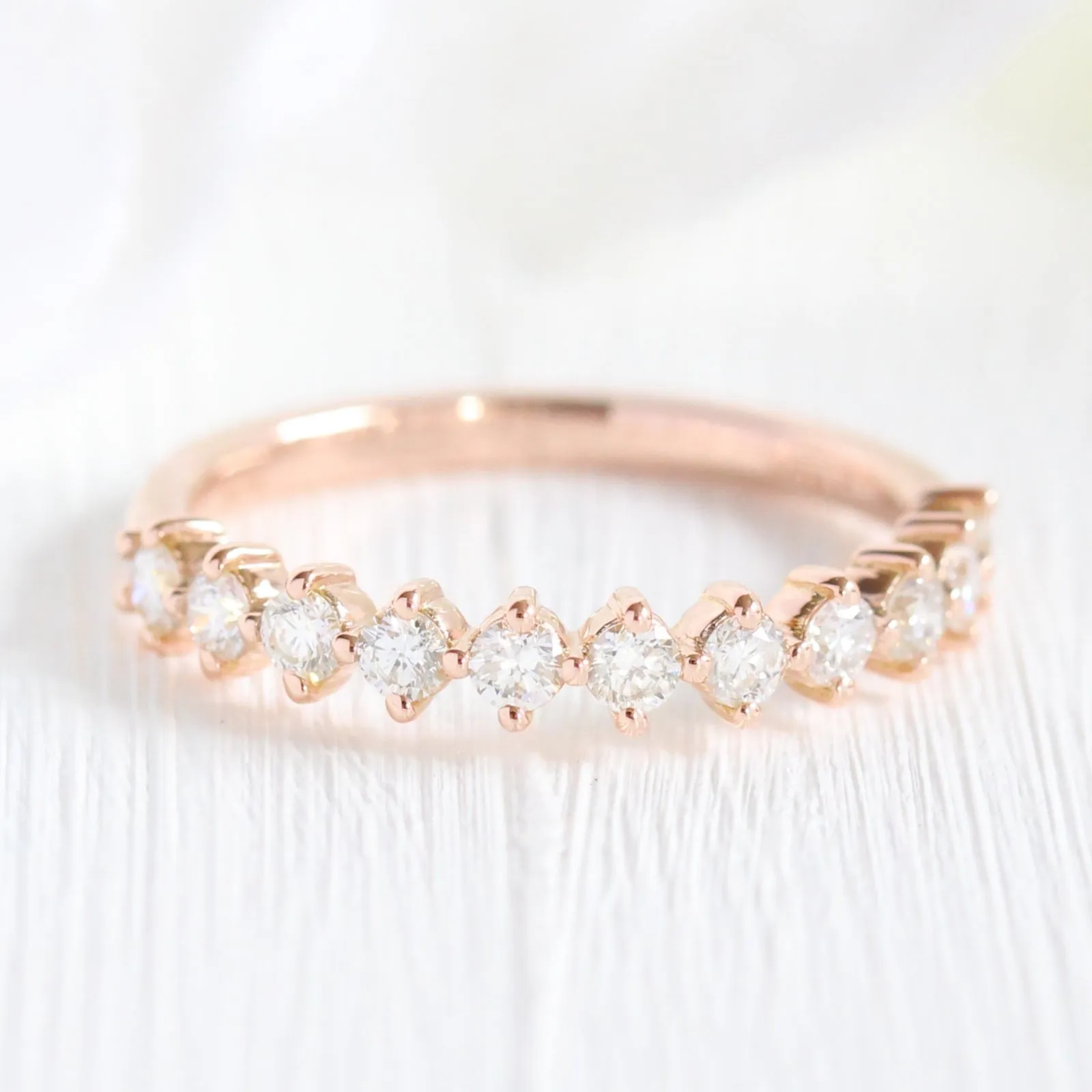 Grace Solitaire Pear Pave Ring Bridal Set w/ Moissanite and 4 Prong Diamond Band