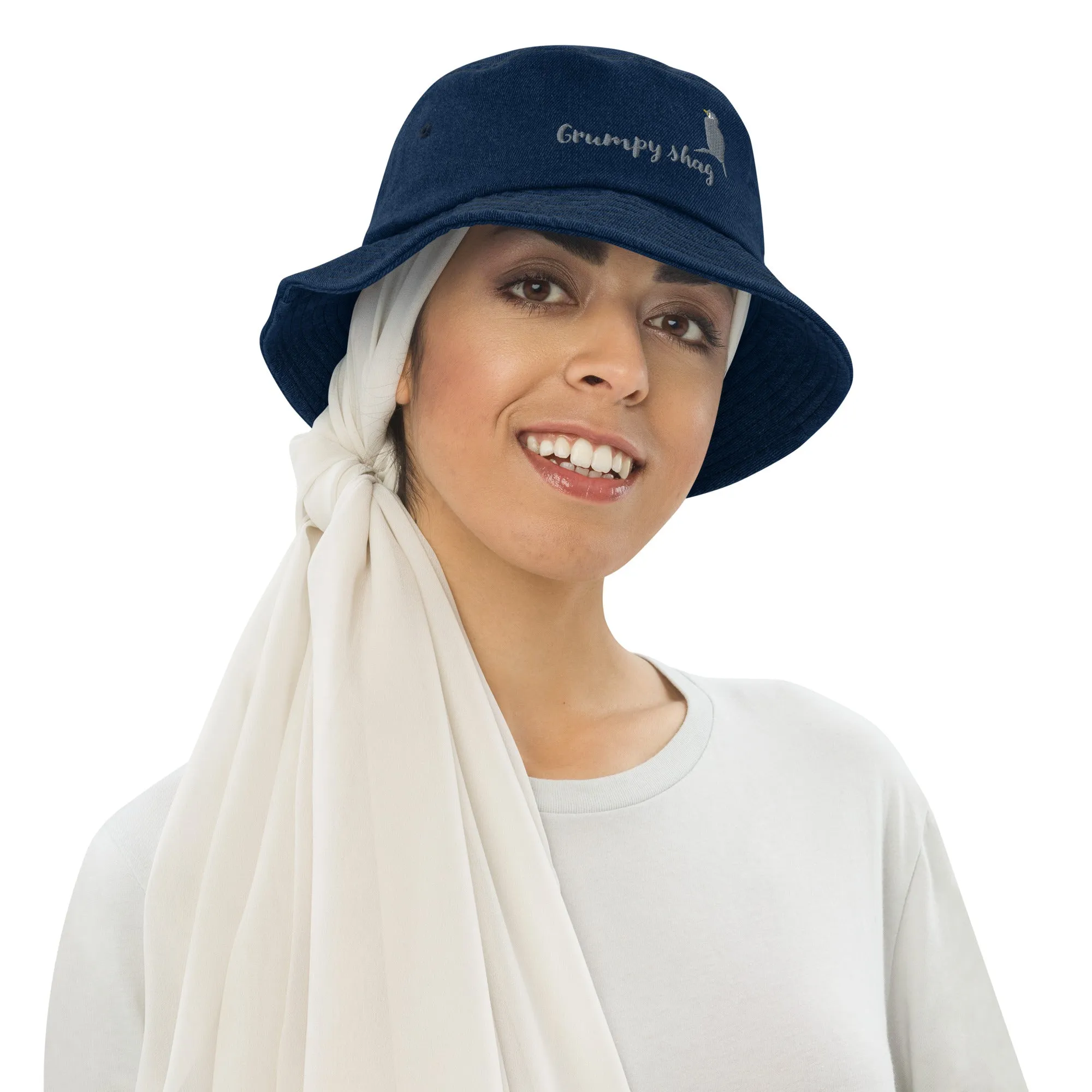 Grumpy shag Denim bucket hat
