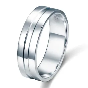 High Polished Plain Men's Sterling 925 Silver Wedding Band Ring