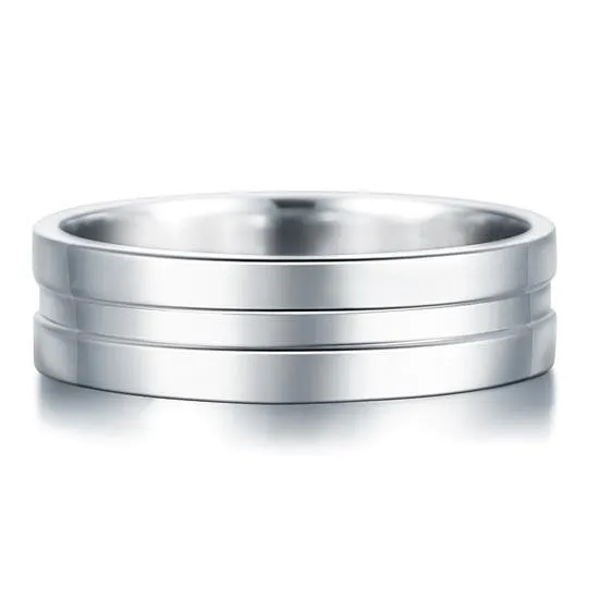 High Polished Plain Men's Sterling 925 Silver Wedding Band Ring
