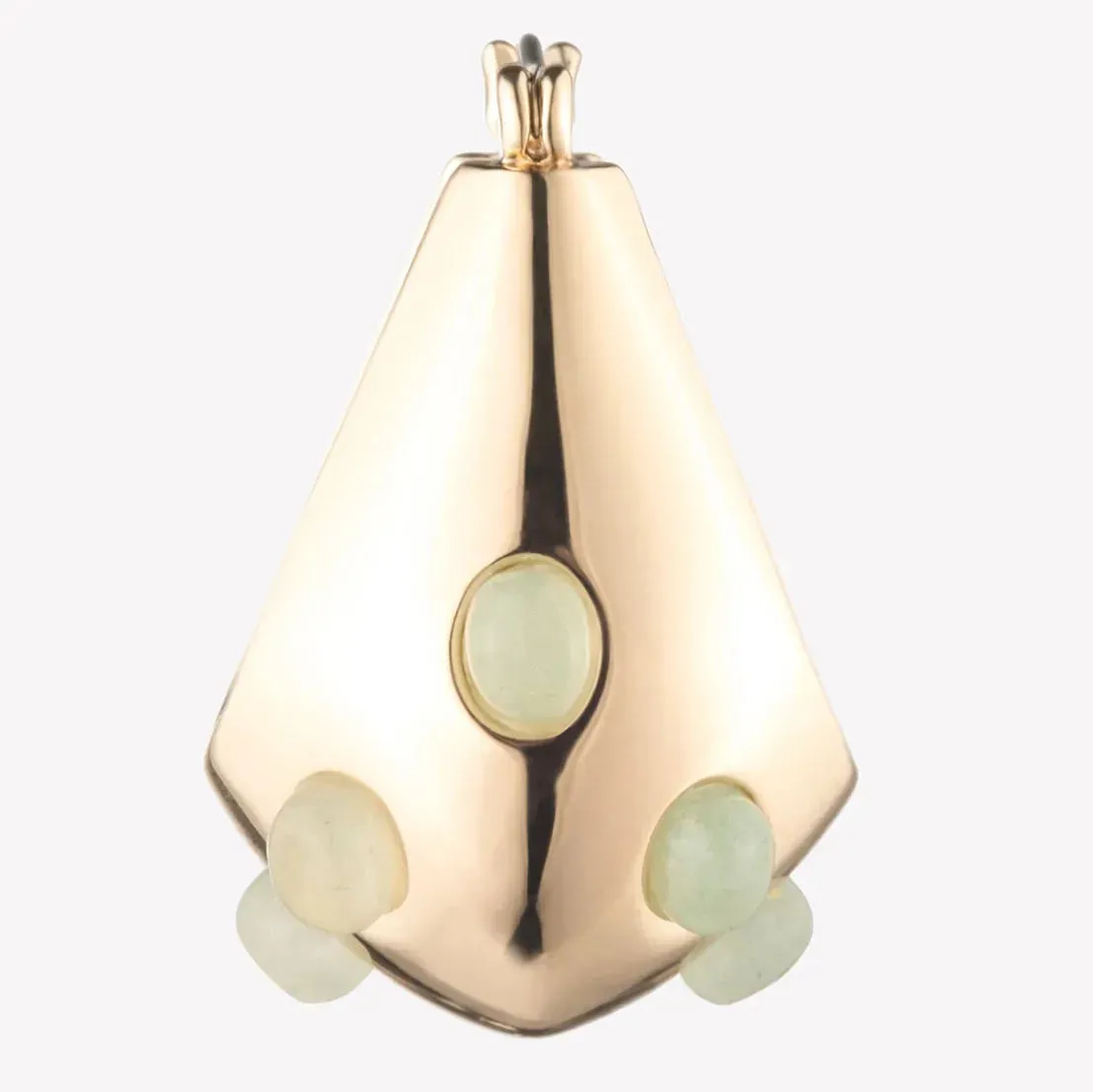 Inlaid Cabochon Jade Teardrop Hoops