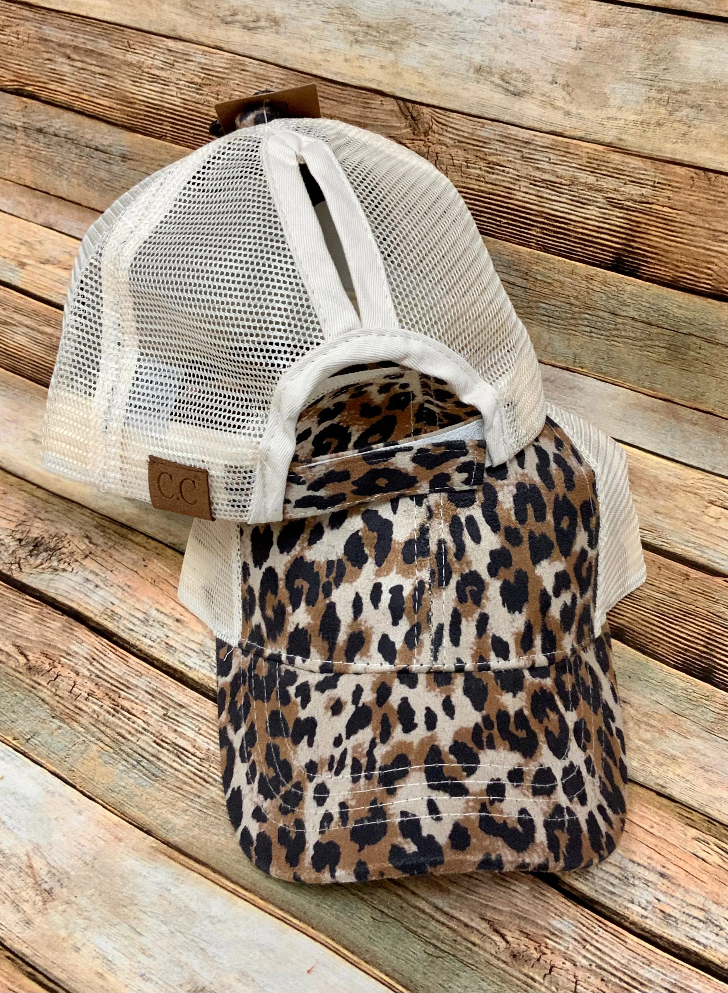 Leopard Pony Tail Baseball Cap