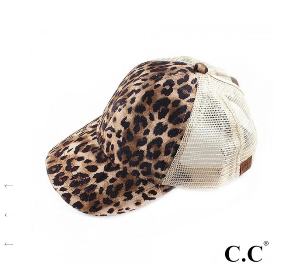 Leopard Pony Tail Baseball Cap