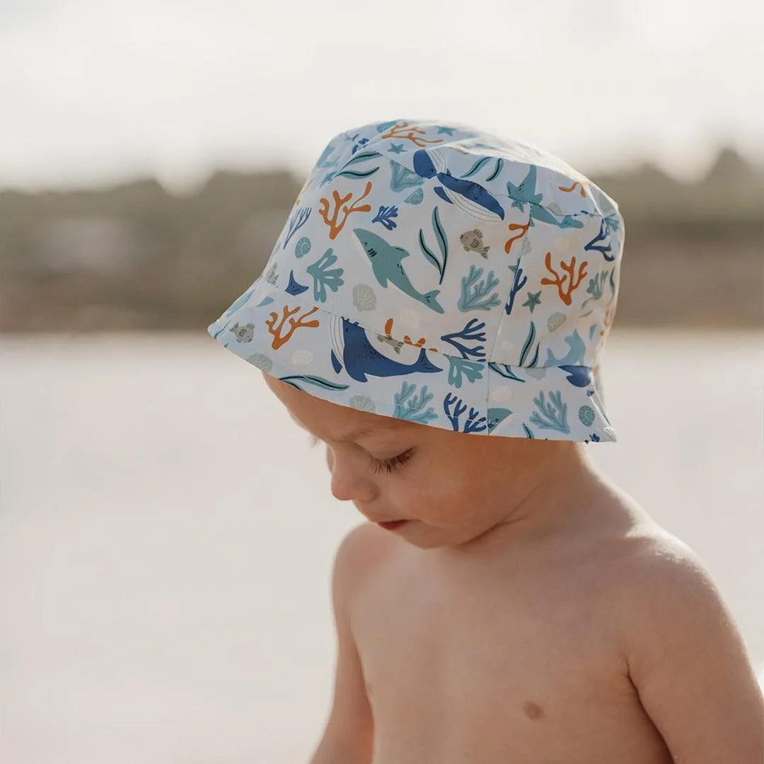 Little Dutch Reversible Sun Hat - Honey Stripes / Ocean Dreams