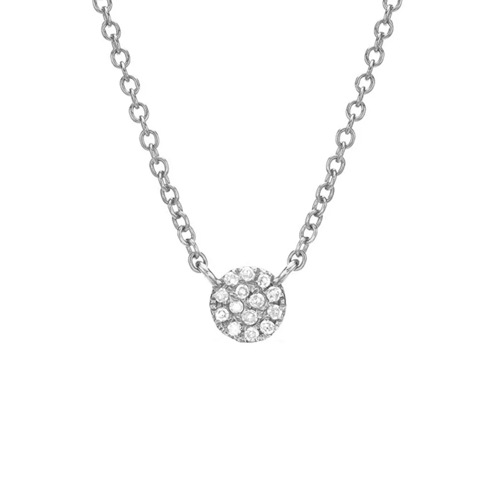 Liven Petite Pave Disc Necklace - 4.5mm