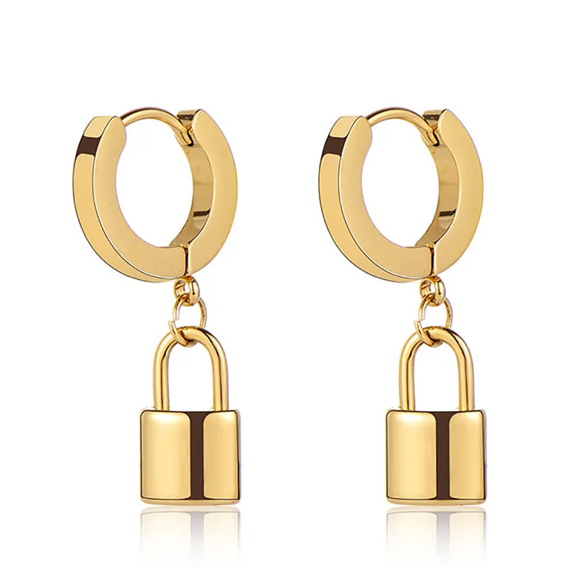 Lock Charm Hoop Earrings
