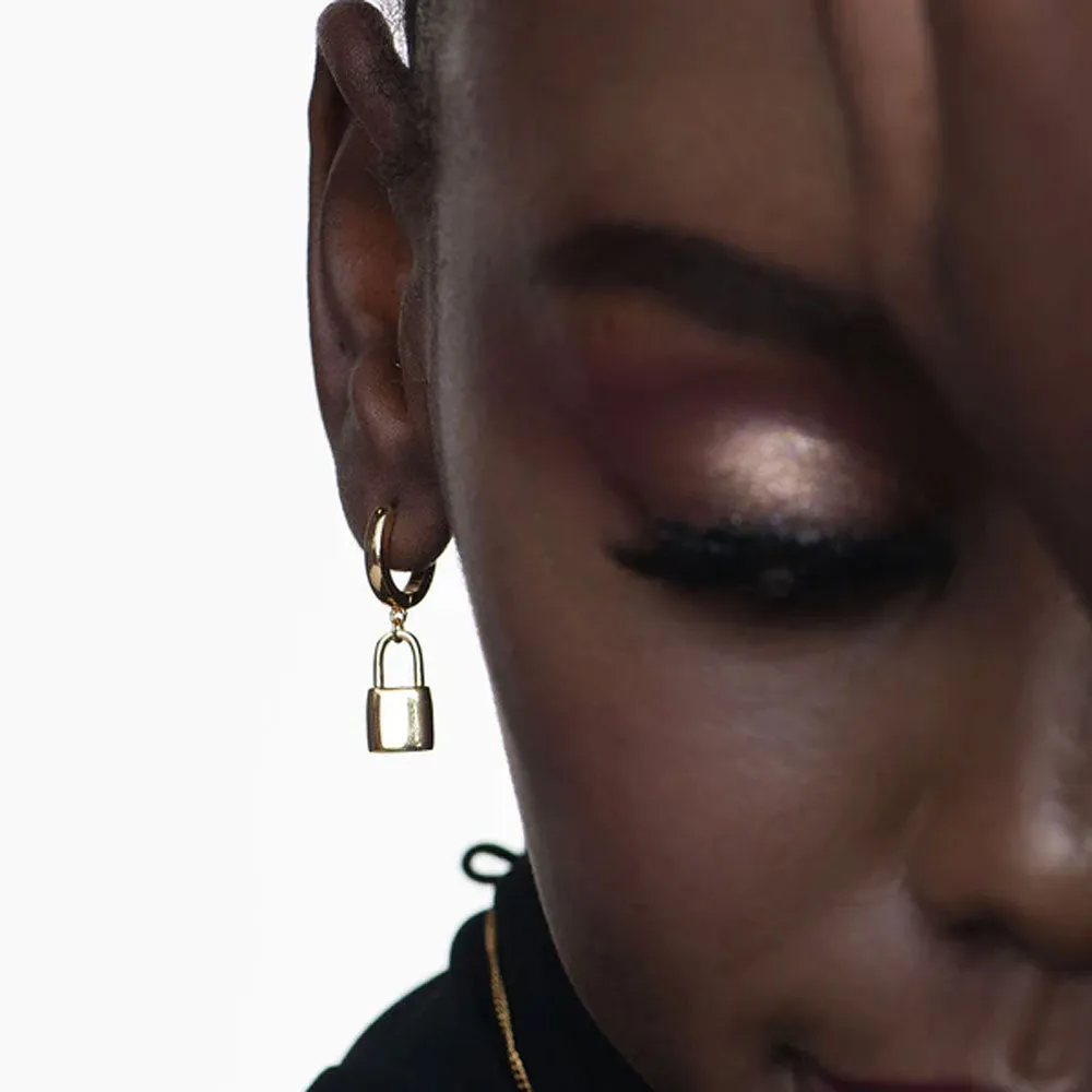 Lock Charm Hoop Earrings