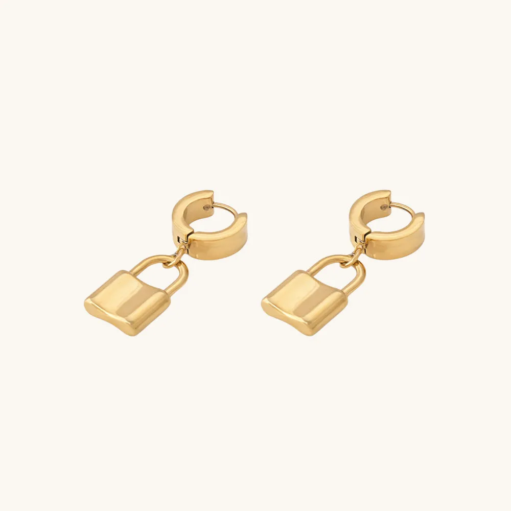 Lock Charm Hoop Earrings