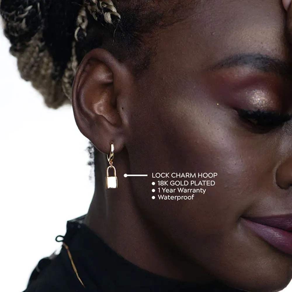 Lock Charm Hoop Earrings