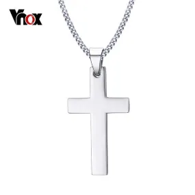 Mens Cross Pendant Necklace 24" Stainless Steel