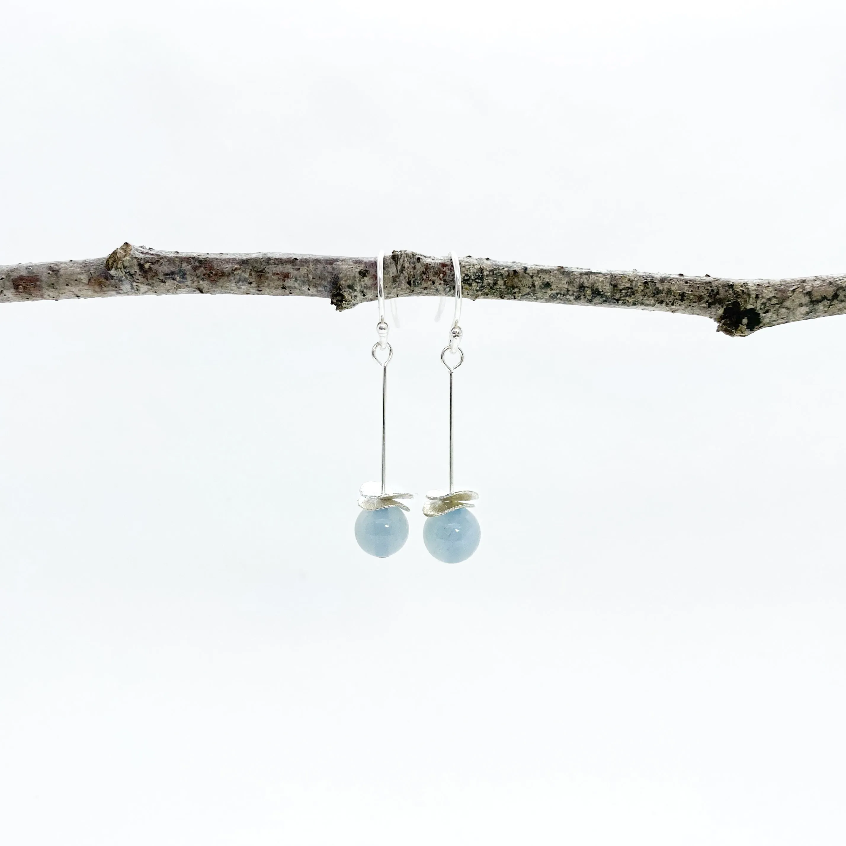 Mini Aquamarine Acorn Earrings